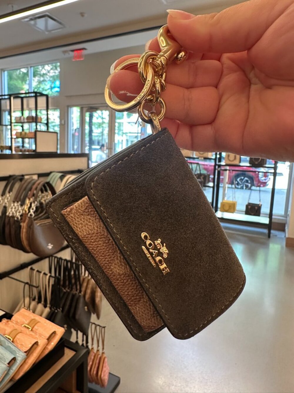 NWT! Coach CCE81 Mini Klare Bag Charm With Signature Canvas Gold/Army Green/Tan